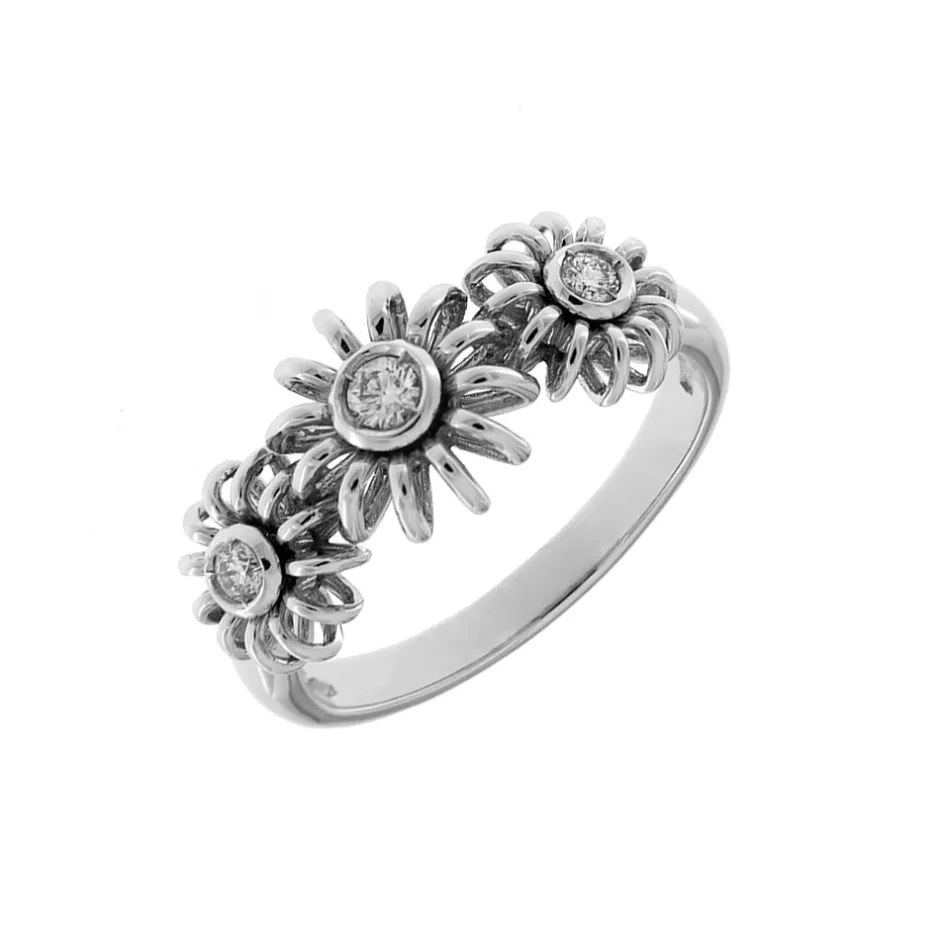 Hot Anello Trilogy in Oro Bianco con Diamanti Taglio Brillante 0,17 Carati Anelli Trilogy | Anelli