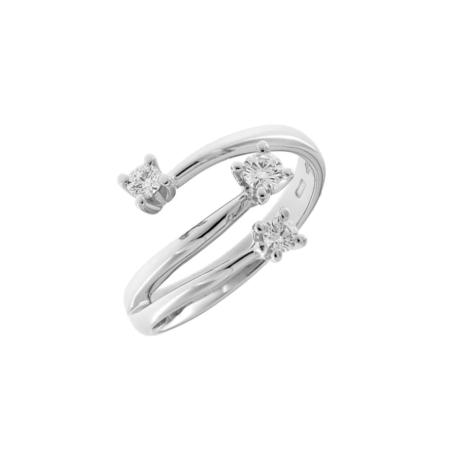 Fashion Anello Trilogy Modello Incontro in Oro Bianco con Diamanti 0,37 Carati Anelli Trilogy