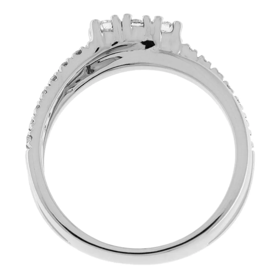 Outlet Anello Trilogy Intreccio in Oro Bianco con Diamanti 0,26 Carati Anelli Trilogy