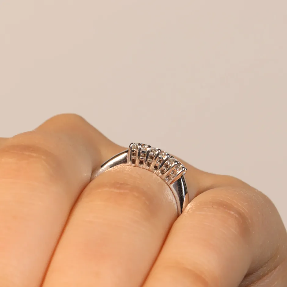 Discount Anello Trilogy in Oro Bianco e Diamanti 0,56 Carati Anelli Trilogy
