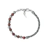 Hot Bracciale Amen Treccia Pietra Lavica e Occhio di Tigre Rosso Outlet Gioielli