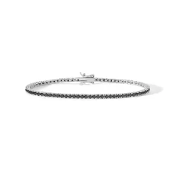 Hot Bracciale Comete Gioielli Tennis in Argento e Zirconi Neri Uomo Gioielli Comete Uomo
