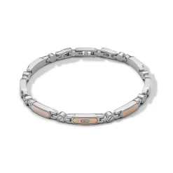 Fashion Bracciale Comete Gioielli in Acciaio Lucido con PVD Rosè e Diamanti Bianchi Uomo Gioielli Comete Uomo