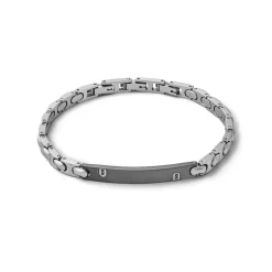 Hot Bracciale Comete Gioielli Targhetta Lucida Brunita in Acciaio Uomo Gioielli Comete Uomo