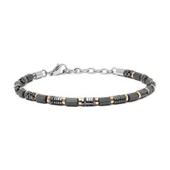 Hot Bracciale Comete Gioielli Uomo a Sezioni di Ematite e Acciaio Uomo Gioielli Comete Uomo