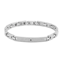 Fashion Bracciale Comete Gioielli Uomo Catena con Piastra e Zircone Nero Uomo Gioielli Comete Uomo