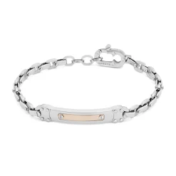 Discount Bracciale Comete Gioielli Uomo Catena in Argento e Oro Rosa Uomo Gioielli Comete Uomo