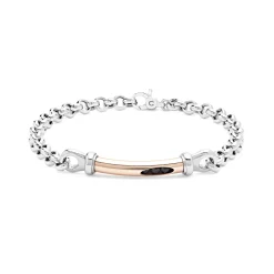 Online Bracciale Comete Gioielli Uomo Catena in Argento e Zirconi Neri Uomo Gioielli Comete Uomo