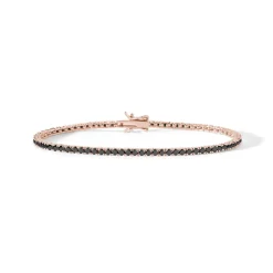 Discount Bracciale Comete Gioielli Uomo Tennis in Argento Placcato Rosa con Zirconi Neri Uomo Gioielli Comete Uomo