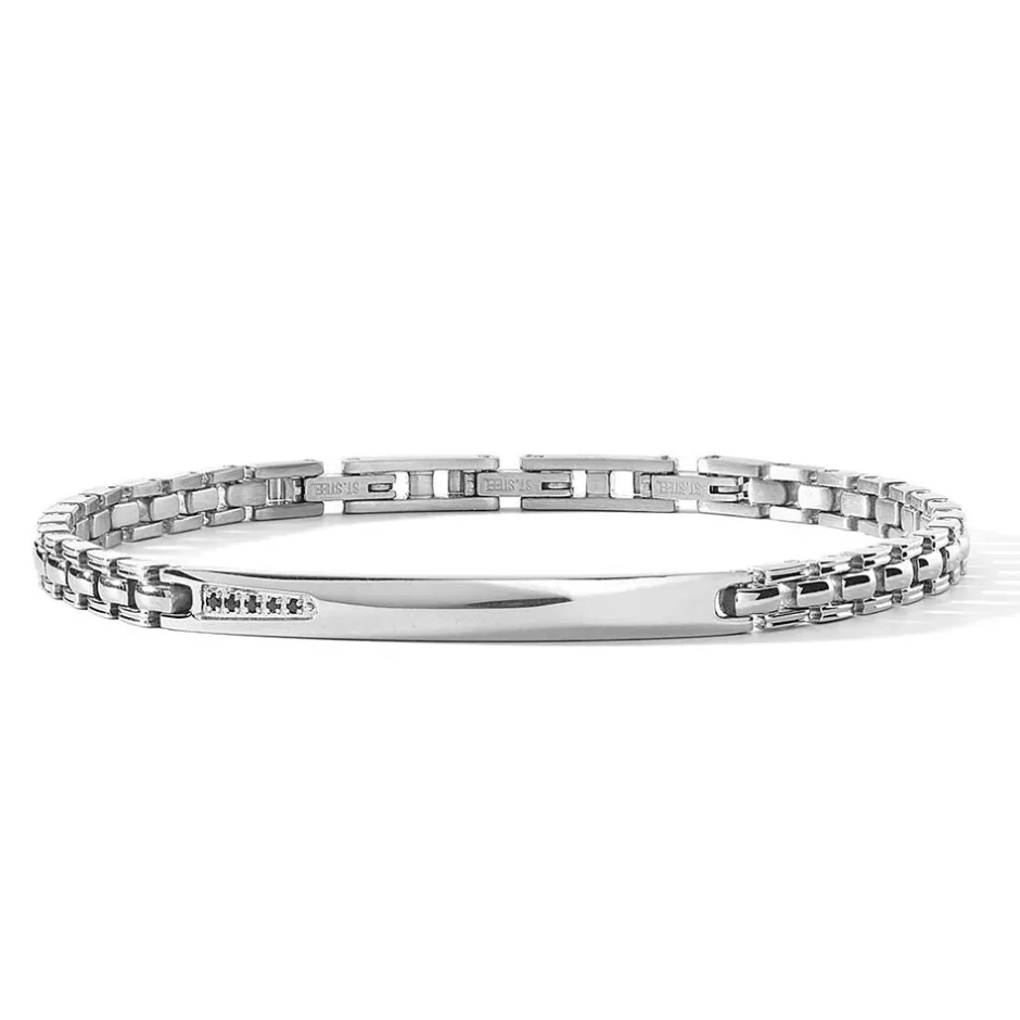 Fashion Bracciale Comete Gioielli Uomo UBR 913 in Acciaio con Zirconi Neri Collezione Suits Uomo Gioielli Comete Uomo
