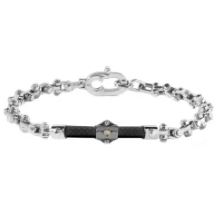 Outlet Bracciale Comete Gioielli Uomo Collezione Building In Acciaio E Carbonio Con PVD Giallo Uomo Gioielli Comete Uomo