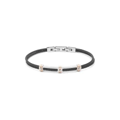 Fashion Bracciale Comete Gioielli in Acciaio Lucido e PVD Nero Uomo Gioielli Comete Uomo