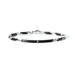 Clearance Bracciale Comete Uomo Collezione Delta In Acciaio e PVD Nero Con Diamante Uomo Gioielli Comete Uomo