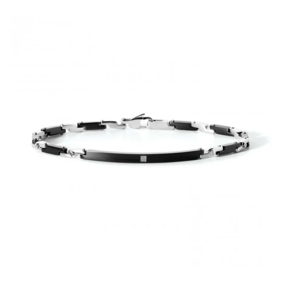 Clearance Bracciale Comete Uomo Collezione Delta In Acciaio e PVD Nero Con Diamante Uomo Gioielli Comete Uomo