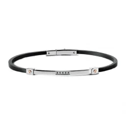 Hot Bracciale Comete Uomo Delta in Gomma e Acciaio Con Spinello Nero Uomo Gioielli Comete Uomo