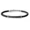 Fashion Bracciale Comete Uomo UBR 634 Collezione Random In Gomma Nera Con Argento e Spinello Nero Uomo Gioielli Comete Uomo