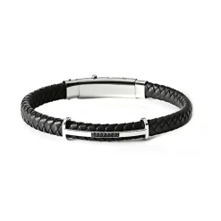 Fashion Bracciale Comete Uomo UBR 632 Collezione Random In Gomma Con Argento e Spinello Nero Uomo Gioielli Comete Uomo
