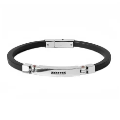 Discount Bracciale Comete Uomo Zip In Gomma Nera e Acciaio Con Spinello Nero Uomo Gioielli Comete Uomo