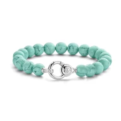 New Bracciale Donna in Pietra Turchese di MM. 8 e Argento 925 Lunghezza cm. 18 Ti Sento Milano Gioielli Ti Sento Milano