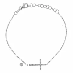Discount Bracciale Croce in Oro Bianco con Diamanti Bracciali
