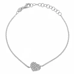 Discount Bracciale Cuore in Oro Bianco con Diamanti Bracciali