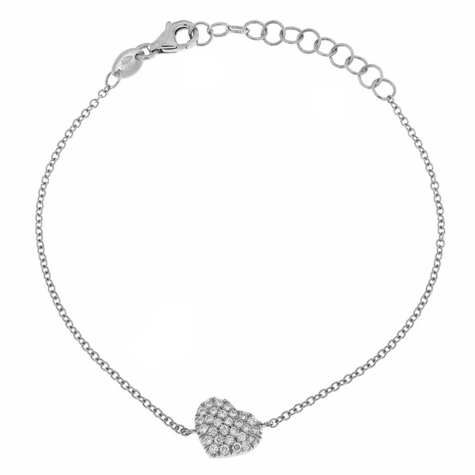 Discount Bracciale Cuore in Oro Bianco con Diamanti Bracciali