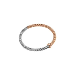 Fashion Bracciale Fope Collezione Solo Flex It in Oro Bianco e Rosa con Diamante Gioielli Fope