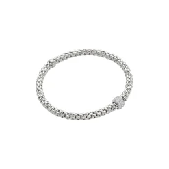 Discount Bracciale Fope Collezione Solo Flex It in Oro Bianco con Barilotto e Diamanti Gioielli Fope