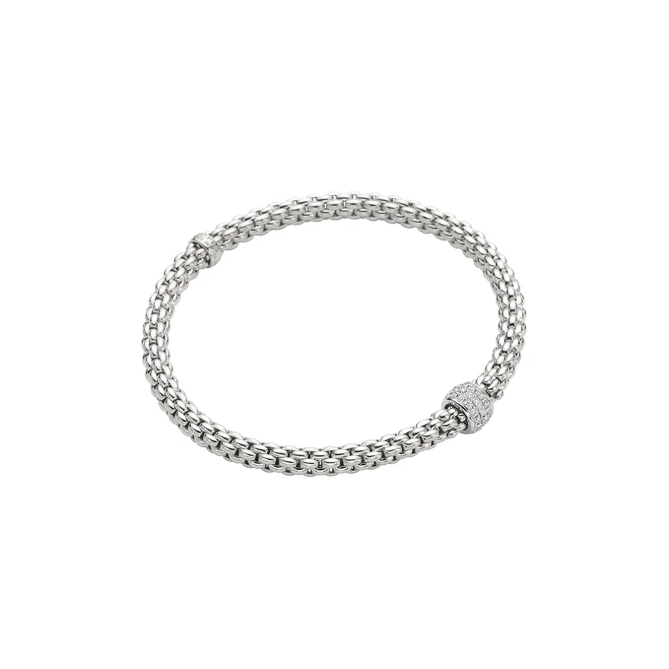 Discount Bracciale Fope Collezione Solo Flex It in Oro Bianco con Barilotto e Diamanti Gioielli Fope
