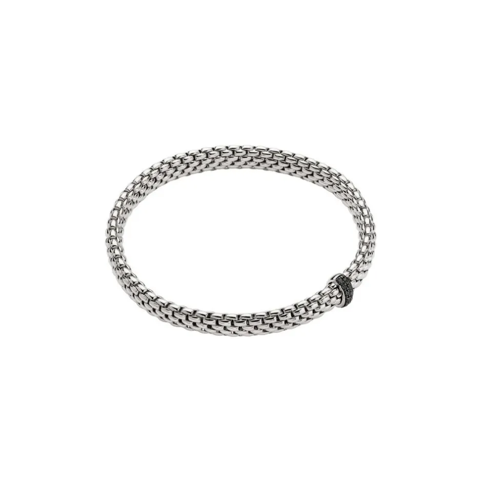 Sale Bracciale Fope Collezione Vendome Flex It in Oro Bianco con Pave di Diamanti Neri Gioielli Fope
