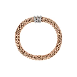 Fashion Bracciale Fope Collezione Love Nest Flex It in Oro Rosa e Oro Bianco con Pave di Diamanti Gioielli Fope
