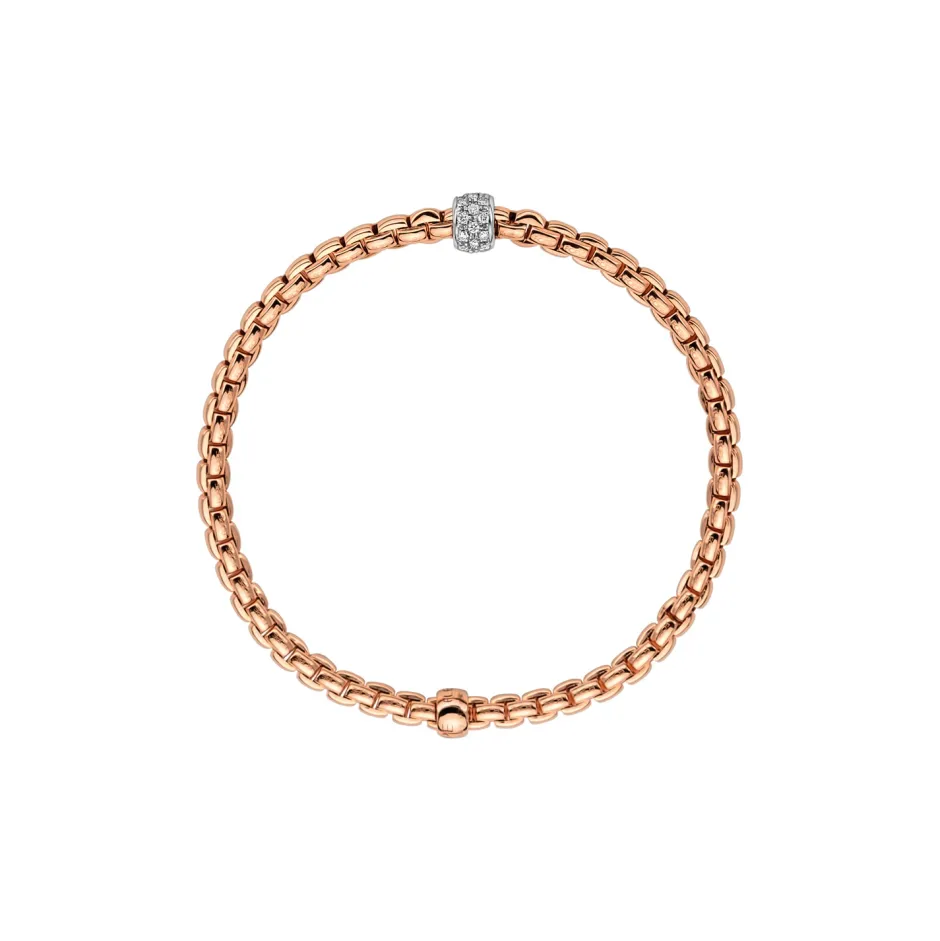 Clearance Bracciale Fope Collezione Eka in Oro Rosa e Bianco con Boule in Diamanti Gioielli Fope