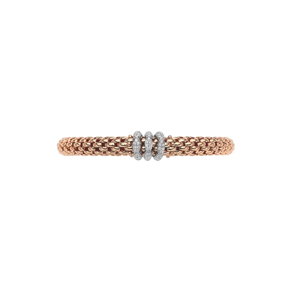 Fashion Bracciale Fope Collezione Love Nest Flex It in Oro Rosa e Oro Bianco con Pave di Diamanti Gioielli Fope