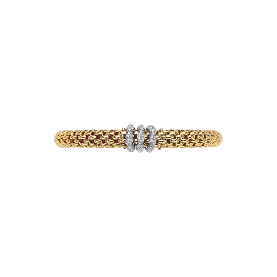 Best Bracciale Fope Collezione Love Nest Flex It in Oro Giallo con Rondelle di Diamanti Gioielli Fope