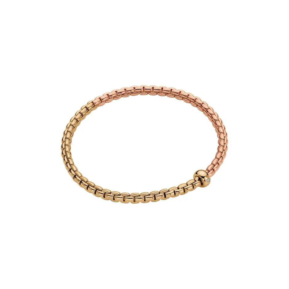 Discount Bracciale Fope Flex It Collezione Eka in Oro Giallo e Rosa con Diamanti Gioielli Fope