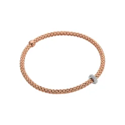 Sale Bracciale Fope Flex It Collezione Prima in Oro Bianco e Rosa con Diamanti Gioielli Fope
