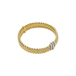 Sale Bracciale Fope Flex It Collezione Panorama in Oro Giallo e Bianco con Pave di Diamanti Gioielli Fope