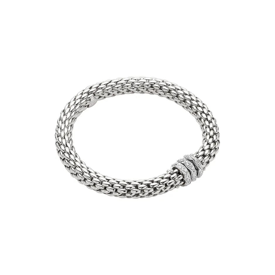 Sale Bracciale Fope Flex It Collezione Love Nest in Oro Bianco e Pave di Diamanti Gioielli Fope
