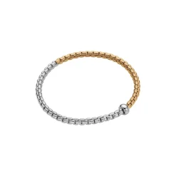 Fashion Bracciale Fope Flex It Collezione Eka in Oro Bianco e Giallo con Diamanti Gioielli Fope