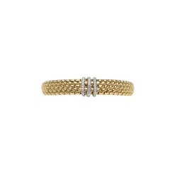 Sale Bracciale Fope Flex It Collezione Panorama in Oro Giallo e Bianco con Pave di Diamanti Gioielli Fope