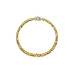 Sale Bracciale Fope Flex It Collezione Panorama in Oro Giallo e Bianco con Pave di Diamanti Gioielli Fope