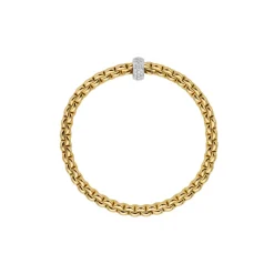 Sale Bracciale Fope Flex It Collezione Eka in Oro Giallo, Bianco e Pave di Diamanti Gioielli Fope