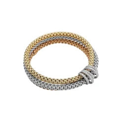 Discount Bracciale Fope Flex It Tris Collezione Solo in Oro Giallo Bianco e Rosa con Diamanti Gioielli Fope