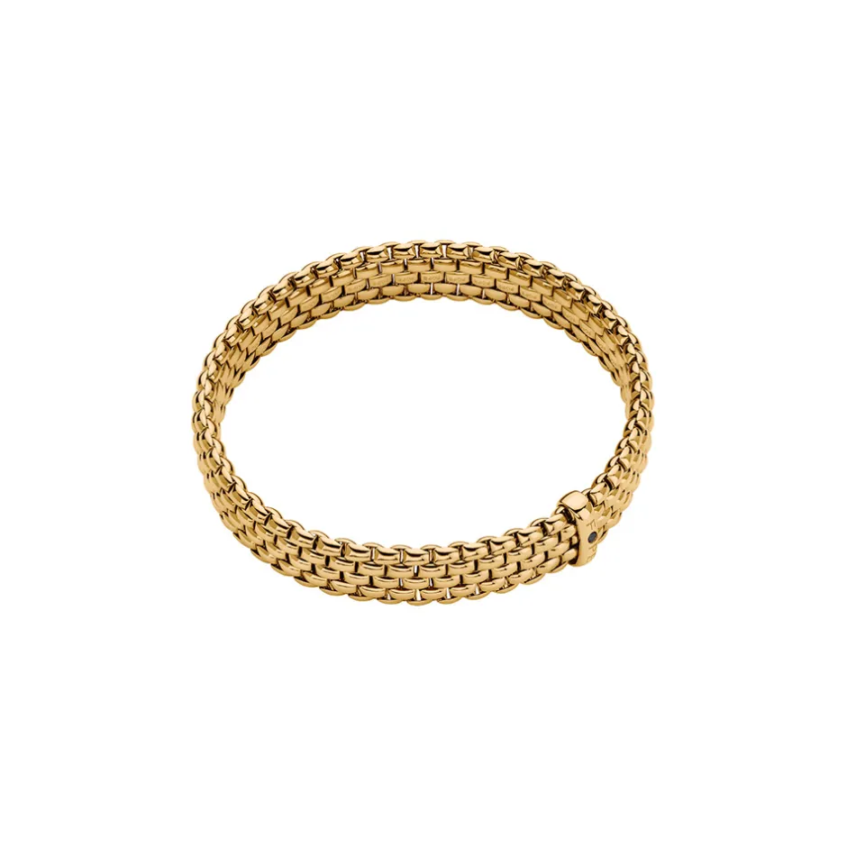 Outlet Bracciale Fope Panorama Flex It in Oro Giallo con Diamante Nero Gioielli Fope