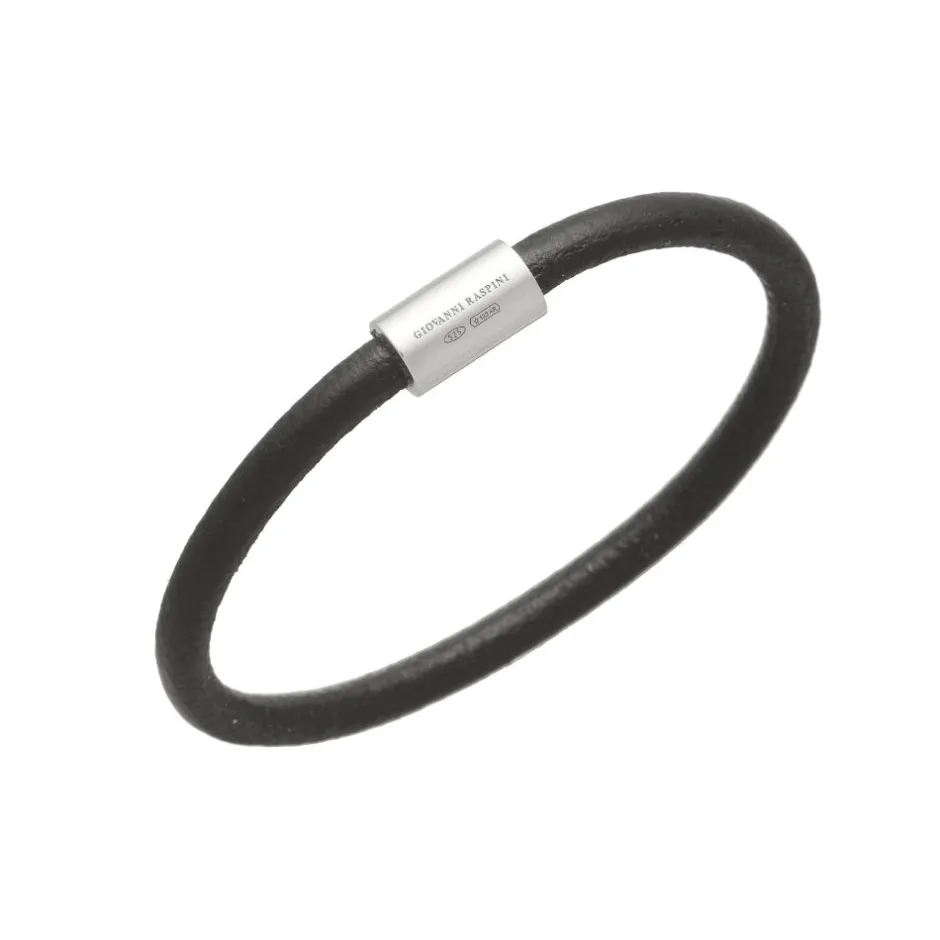Best Bracciale Giovanni Raspini con Cuoio Nero Uomo Gioielli Giovanni Raspini Uomo