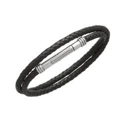 New Bracciale Giovanni Raspini con Cuoio Nero Intrecciato Uomo Gioielli Giovanni Raspini Uomo