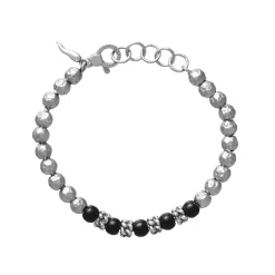 Discount Bracciale Giovanni Raspini Sfere Onice e Treccia Uomo Gioielli Giovanni Raspini Uomo