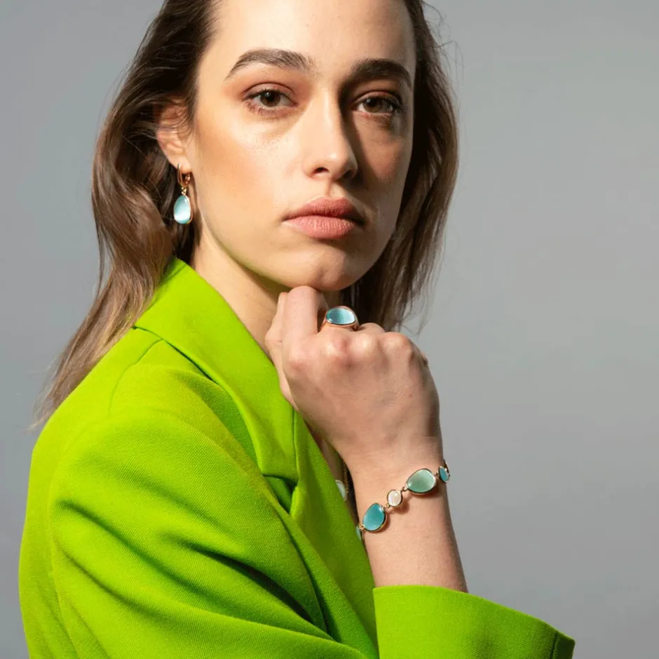 Outlet Bracciale Madi Laguna Goccia con Nove Quarzi Idrotermali Colorati Gioielli Madi