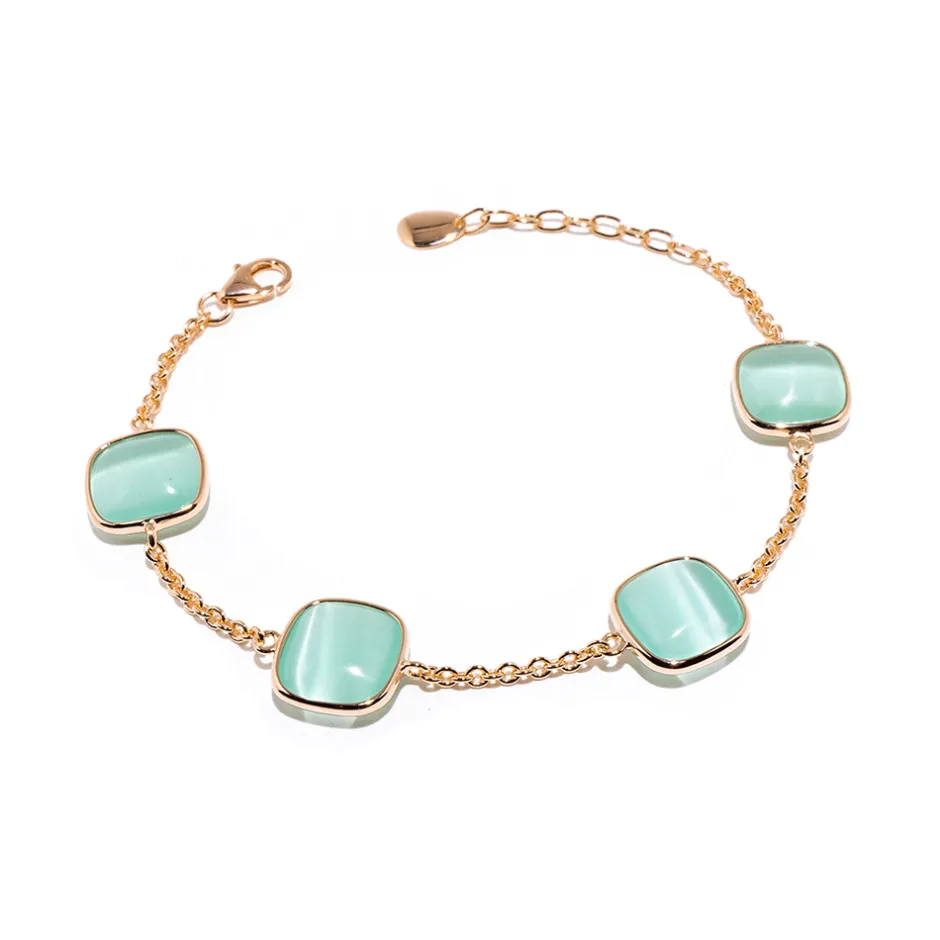 Clearance Bracciale Madi Laguna Mono con Quarzi Idrotermali Verde Acqua Gioielli Madi