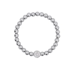 Discount Bracciale Rue Des Mille Elastico Pallini e Cerchio Singolo Zirconi Bianchi Gioielli Rue Des Mille